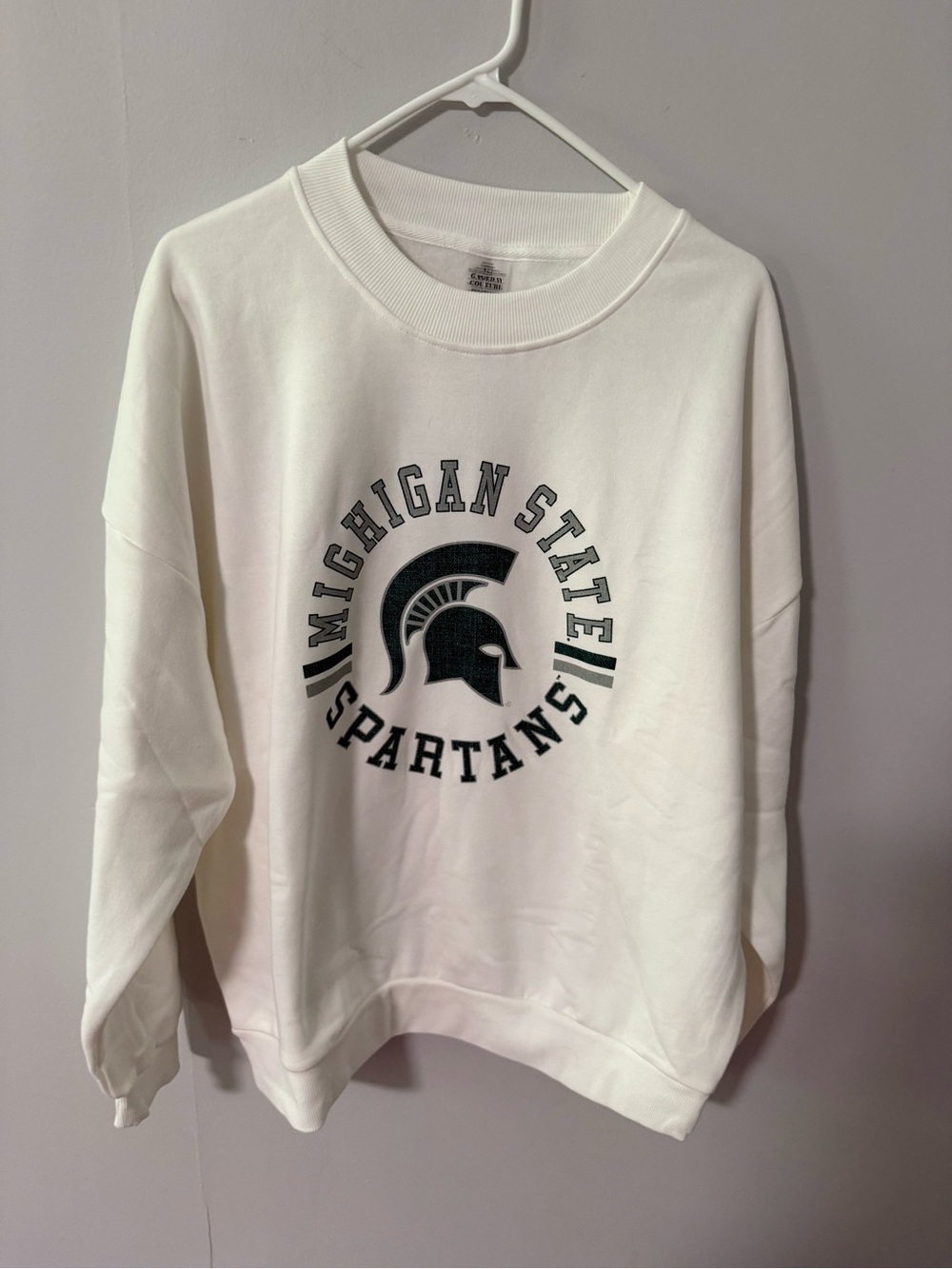 Michigan State Spartans White Crewneck Sweatshirt - Collegiate Logo